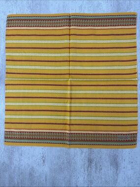 Kenzo Yellow Green Striped Silk Scarf with Geometric Border